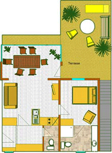 Der Grundriss unserer großzügigen Wintergartenwohnung bei den Apartment Schmiderer.